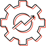 Cog Arrow Up Red