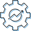 cog arrow up blue